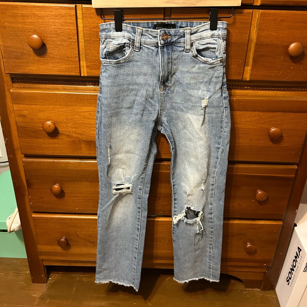 Kendall & Kylie Icon High Rise Straight Ripped Jeans